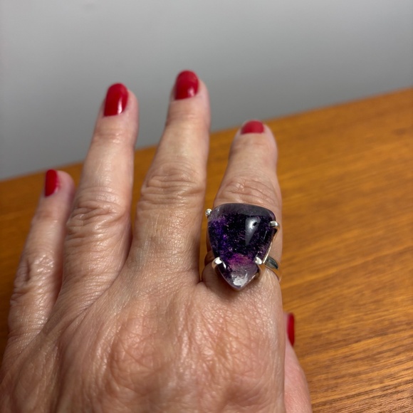 Purple Lodolite 925 Sterling Silver Ring - Picture 9 of 15